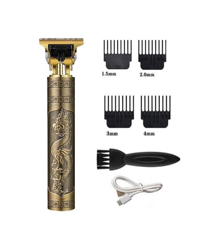 Máquina de Cortar Cabelo/Barba Recarregável, com 4 Pentes - Dourado - Goeik