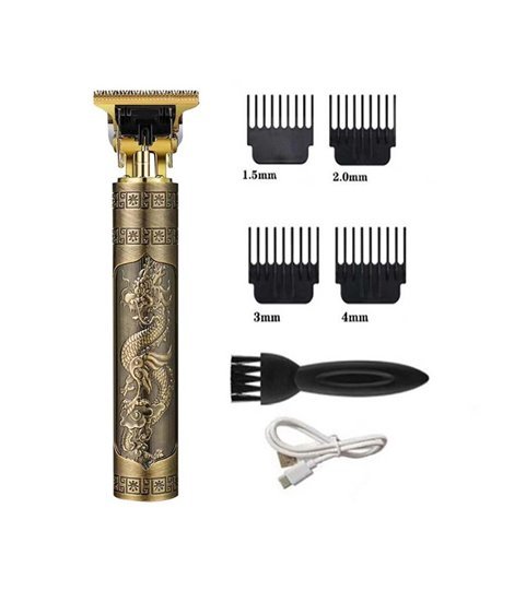 Máquina de Cortar Cabelo/Barba Recarregável, com 4 Pentes - Dourado - Goeik