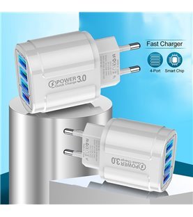 Carregador de Parede com 3* USB 3.1A e 1*USB QC3.0 - Branco - Goeik