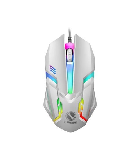 Rato Gaming Desportivo com Luz LED e Conexão USB - Branco - Limeme by Goeik