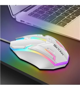 Rato Gaming Desportivo com Luz LED e Conexão USB - Branco - Skylion by Goeik