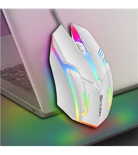 Rato Gaming Desportivo com Luz LED e Conexão USB - Branco - Skylion by Goeik