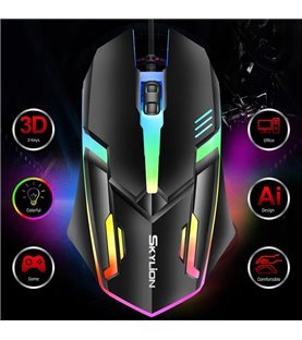 Rato Gaming Desportivo com Luz LED e Conexão USB - Branco - Skylion by Goeik