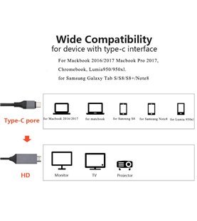 Cabo Adaptador Tipo-C para HDMI 4K@60Hz, de 2m - Goeik