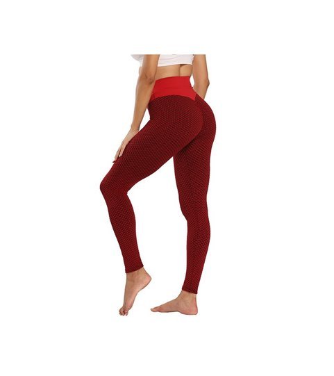 Leggings Desportivas Push-Up S, de Cintura Subida, Vermelho - Goeik