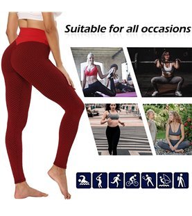 Leggings Desportivas Push-Up S, de Cintura Subida, Vermelho - Goeik