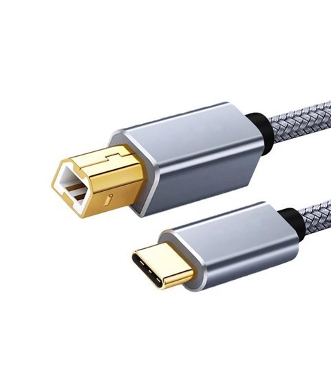 Cabo de 0.5 metros para Impressora USB Tipo-C – Cinzento – Goeik