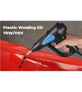 Pistola de Soldar Plástico, com 4 Tipos de Grampos, Alicate e Mala - Preta - Goeik