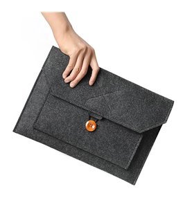 Bolsa de Proteção para Portátil de 11" com Botão e Bolsos Adicionais – Cinzento – Goeik