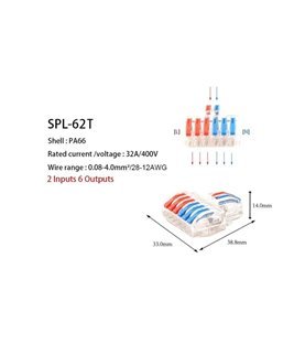 Ligador Rápido SPL-62T com 2 Entradas e 6 Saídas – Transparente – Goeik