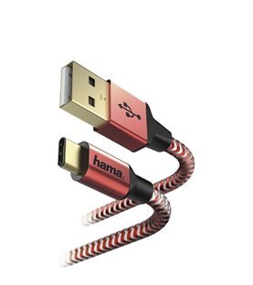 Cabo Adaptador USB para Tipo-C, Vermelho, de 1.5 metros - Hama