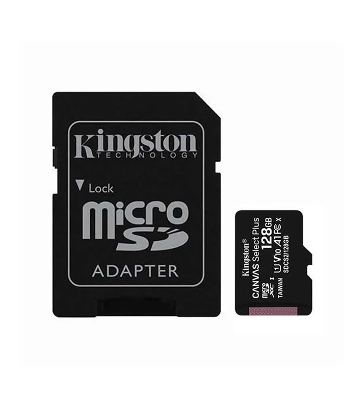 Cartão Memória Canvas Select Plus Micro SDXC Kingston de 128GB, com Adaptador - Classe 10