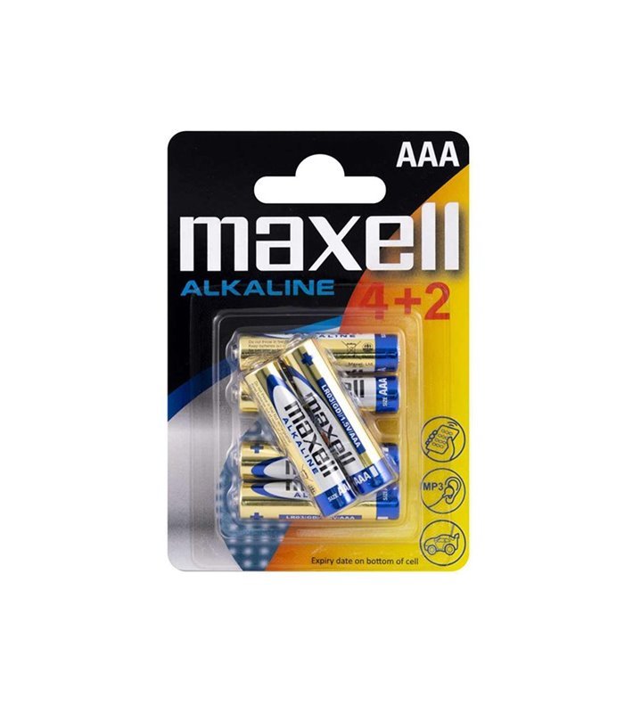 Pilha Alcalina AAA LR03 1.5V, 4+2 - Maxell
