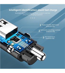 Carregador carro 3.0 USB 5V 3A - Carregamento Rápido - OLAF