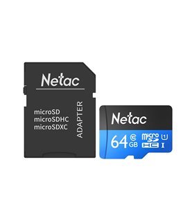 Cartão Micro SD P500 Netac, de 64GB, com Adaptador