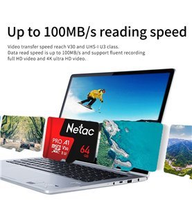Cartão Micro SD P500 Extreme Pro Netac, de 64GB, com Adaptador