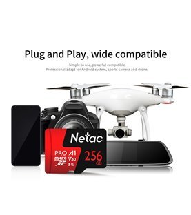 Cartão Micro SD P500 Extreme Pro Netac, de 256GB, com Adaptador