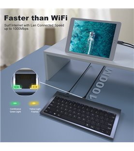 HUB Docking Station 11 em 1 com Teclado, HDMI, VGA, USB, RJ45 e Jack 3.5mm - QGeeM