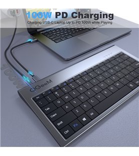 HUB Docking Station 11 em 1 com Teclado, HDMI, VGA, USB, RJ45 e Jack 3.5mm - QGeeM