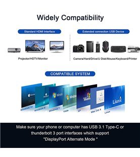 HUB Docking Station Tipo-C 7 em 1 Para USB, HDMI, PD e Leitor de Cartões SD / Micro SD - QGeeM