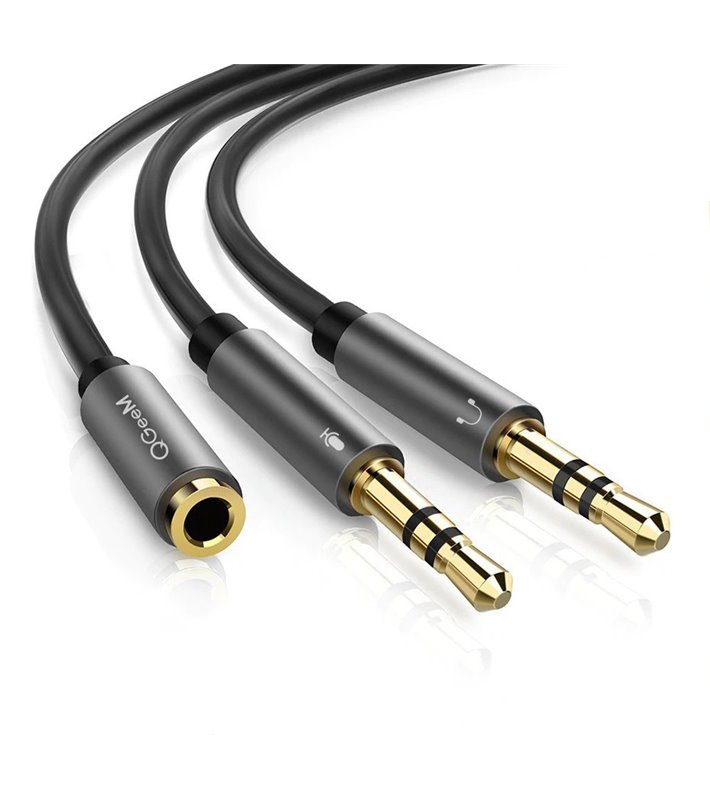 Cabo de Áudio Splitter Jack 3.5mm Fêmea para 2 Jack 3.5mm Macho - QGeeM