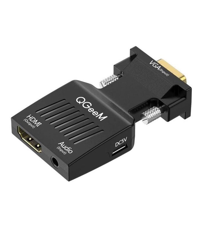 Adaptador Conversor VGA para HDMI e Jack 3.5mm - QGeeM