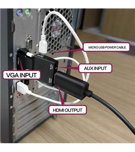 Adaptador Conversor VGA para HDMI e Jack 3.5mm - QGeeM