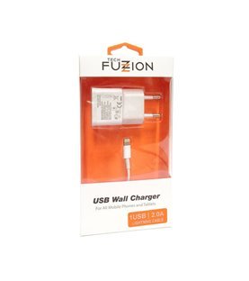 Carregador de Parede com 1* USB e 1* Cabo USB-Lightning - Tech Fuzzion