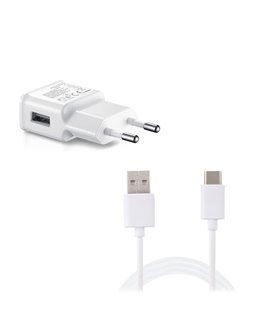 Carregador de Parede 1* USB e 1* Cabo USB-Tipo-C - Tech Fuzzion