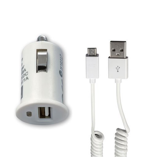 Carregador de Isqueiro com 1* USB e Cabo em Espiral USB-Micro USB - Tech Fuzzion