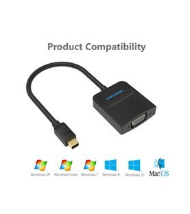 Cabo Adaptador Conversor Mini DisplayPort para VGA de 0,15 metros - Preto - Vention