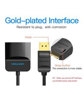 Cabo Adaptador Conversor DisplayPort para HDMI de 0,15 metros - Preto - Vention