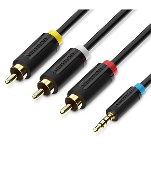 Cabo de Áudio e Vídeo Jack 3.5mm 3 conetores Macho para 3 RCA Macho de 2 metros