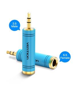 Adaptador Conversor de Áudio Jack 6.5mm Stéreo Fêmea para 3.5mm Macho - Azul