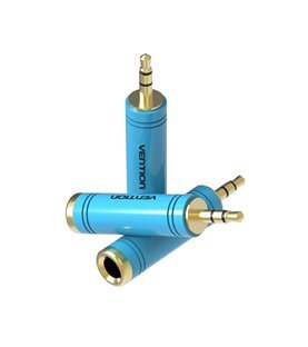 Adaptador Conversor de Áudio Jack 6.5mm Stéreo Fêmea para 3.5mm Macho - Azul