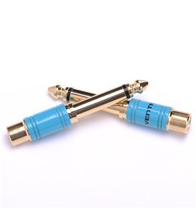 Adaptador Conversor de Áudio Jack 6.5mm Mono Macho para RCA Fêmea - Azul