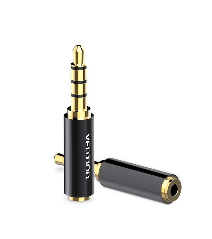 Adaptador Conversor de Áudio Jaack 3.5mm Stéreo Macho para Jack 2.5mm Stéreo Fêmea - Preto Metalizado