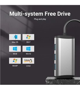 HUB Docking Station USB 3.0 para 3* USB 3.0 e Gigabit Ethernet - Vention