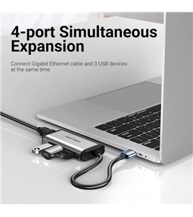 HUB Docking Station USB 3.0 para 3* USB 3.0 e Gigabit Ethernet - Vention