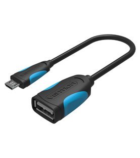 Cabo USB2.0 A Fêmea para Cabo OTG Micro B Macho de 0.25 metros - Preto