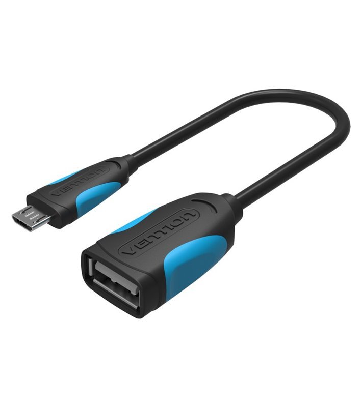 Cabo USB2.0 A Fêmea para Cabo OTG Micro B Macho de 0.25 metros - Preto