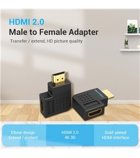 Adaptador HDMI Macho para HDMI Fêmea com ângulo de 270º