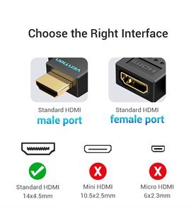 Adaptador HDMI Macho para HDMI Fêmea com ângulo de 270º