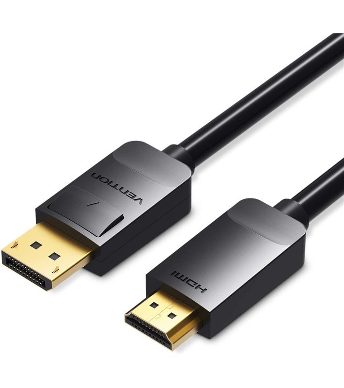 Cabo Adaptador de 2 metros, DisplayPort para HDMI - Preto - Vention