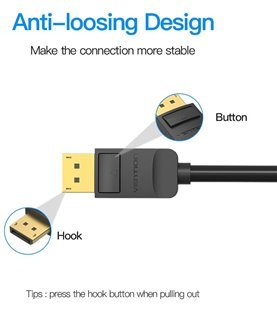 Cabo Adaptador de 2 metros, DisplayPort para HDMI - Preto - Vention