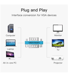 Adaptador VGA Macho para VGA Macho - Prateado Metalizado