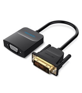 Conversor DVI para VGA de com Fonte de Alimentação USB de 0,15 metros - Preto metalizado - Vention