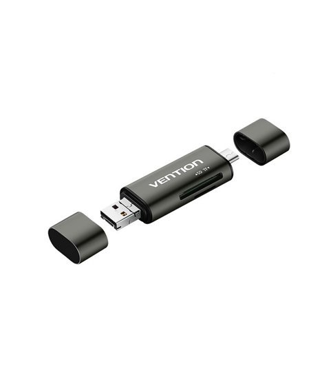 Leitor de Cartões Multifunções USB 2.0 - Cinzento - Vention