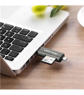 Leitor de Cartões Multifunções USB 2.0 - Cinzento - Vention