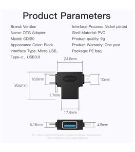 Adaptador OTG para Android preto